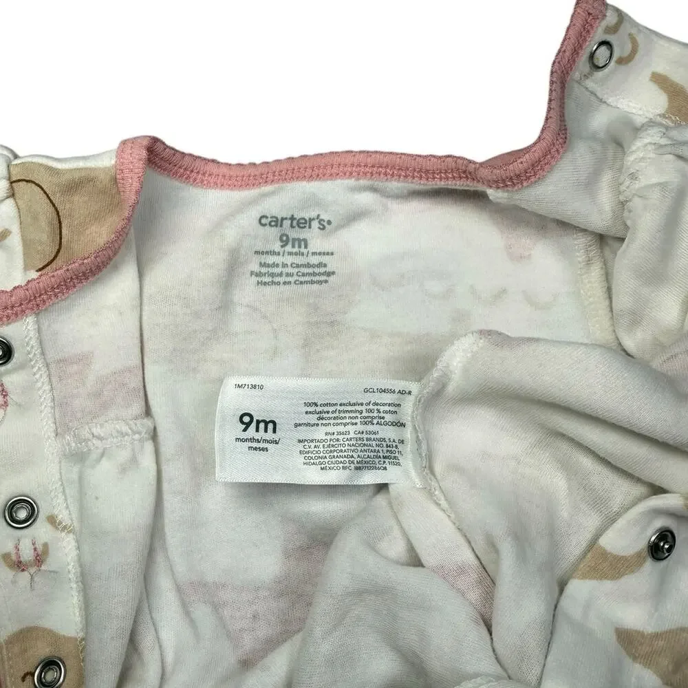 NWOT Carter's Footie Sleeper Pajamas Baby Girl Elephants White 9 Months